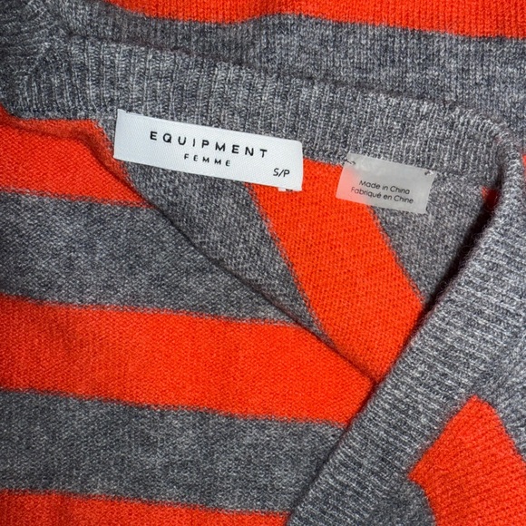 Equipment Femme Baxley Striped 100% Cashmere Sweater Orig $318 Sz Sm Like New - Picture 8 of 9